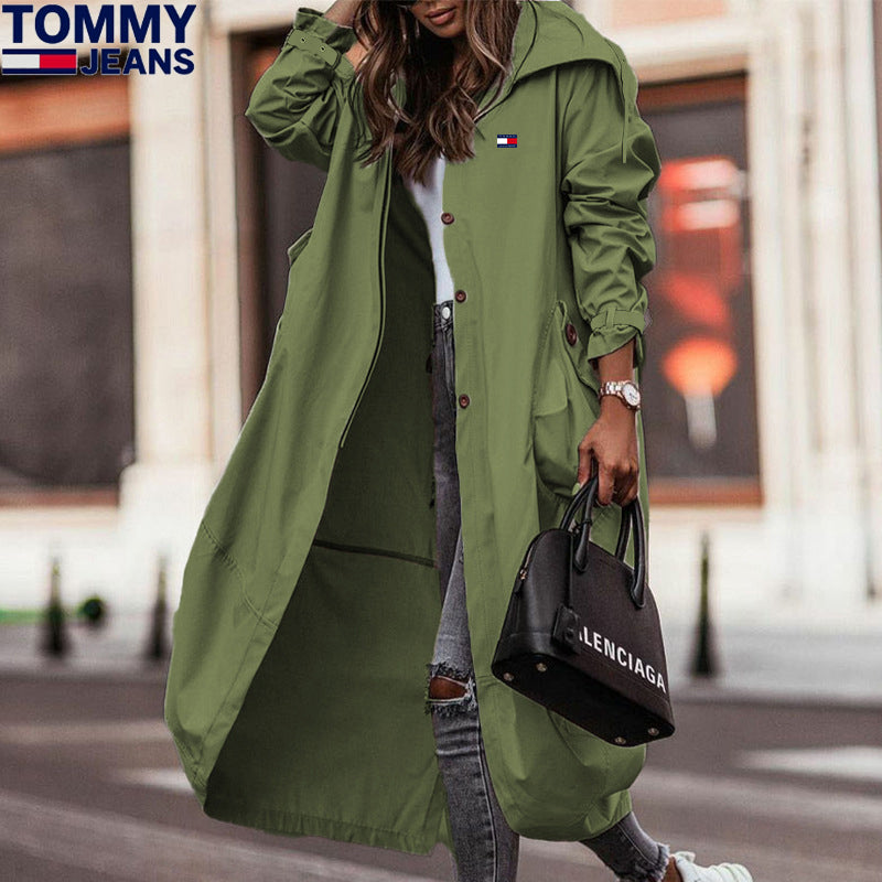 Ladies long hooded coat